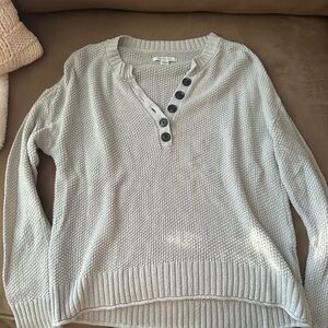 American Eagle Outfitters Light Gray V-Neck Sweater